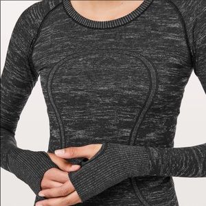 Lululemon swiftly tech longsleeve, sz 4 black camo